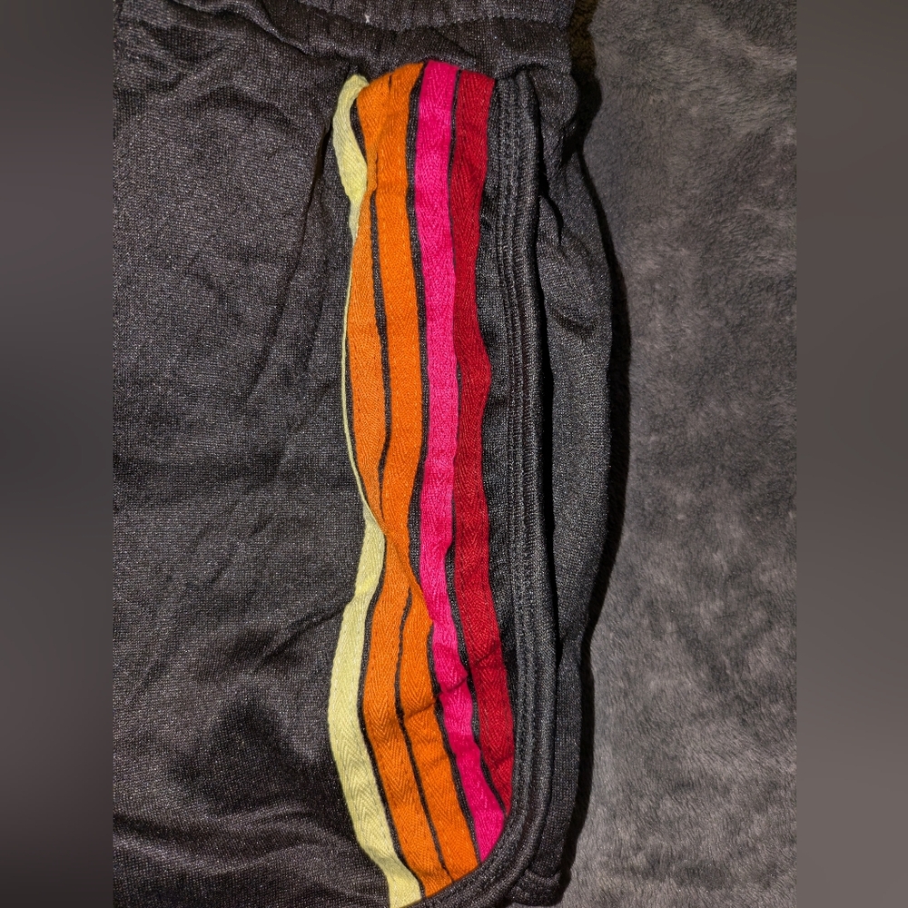 Black Track Jacket with Pink, Orange & Yellow Stripes - Picture 6 of 12